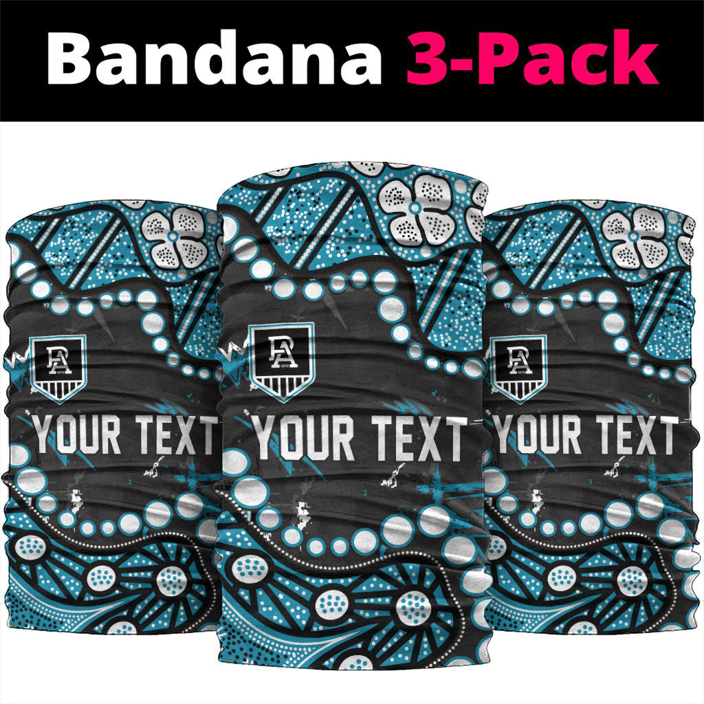 Personalized Port Adelaide Power Neck Gaiter Aboriginal Pattern with Graffiti Style