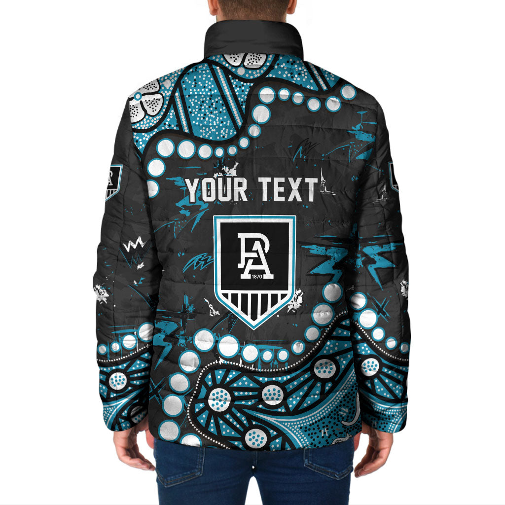 Personalized Port Adelaide Power Padded Jacket Aboriginal Pattern with Graffiti Style