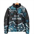Personalized Port Adelaide Power Padded Jacket Aboriginal Pattern with Graffiti Style