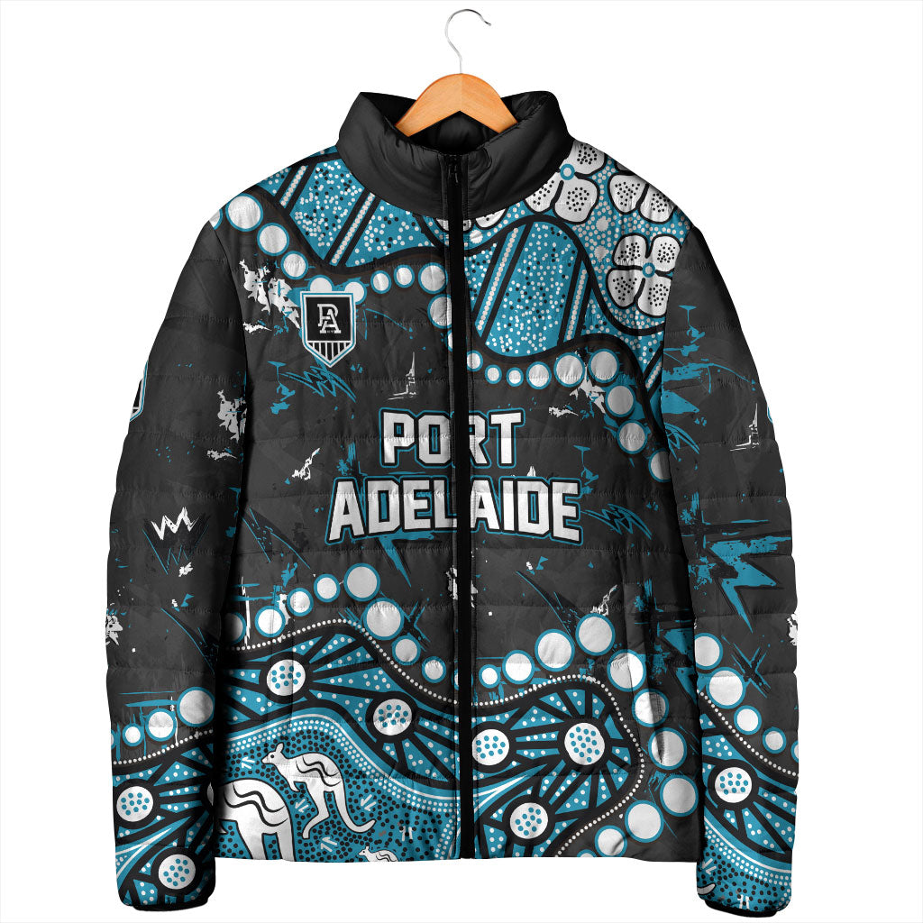 Personalized Port Adelaide Power Padded Jacket Aboriginal Pattern with Graffiti Style