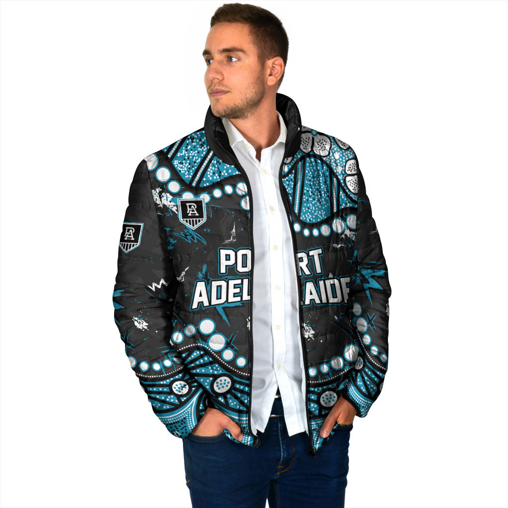 Personalized Port Adelaide Power Padded Jacket Aboriginal Pattern with Graffiti Style