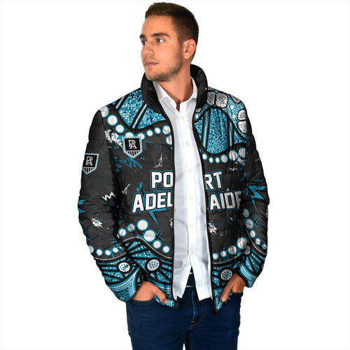 Personalized Port Adelaide Power Padded Jacket Aboriginal Pattern with Graffiti Style