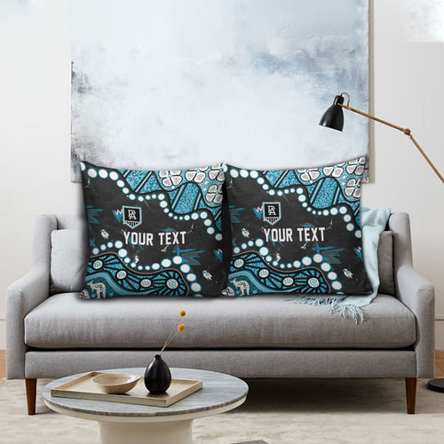 Personalized Port Adelaide Power Pillow Cover Aboriginal Pattern with Graffiti Style