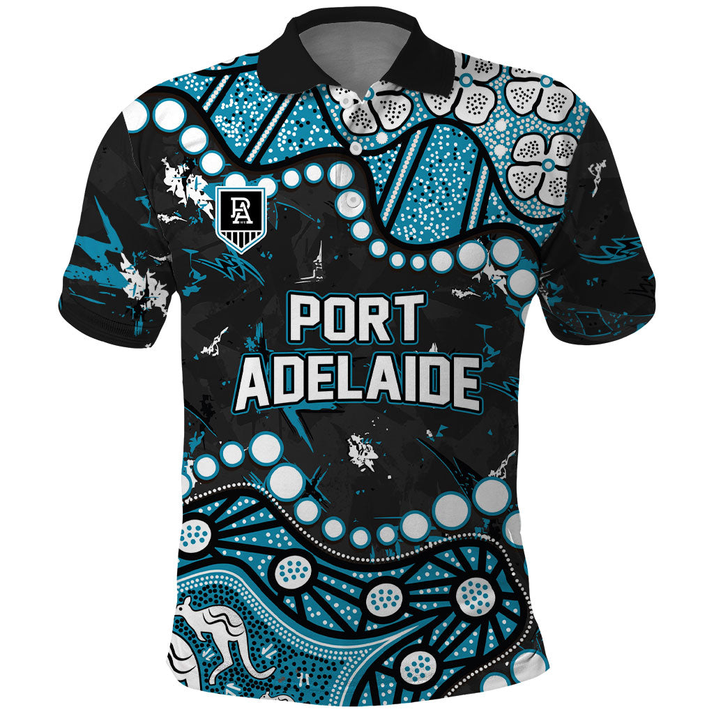 Personalized Port Adelaide Power Polo Shirt Aboriginal Pattern with Graffiti Style