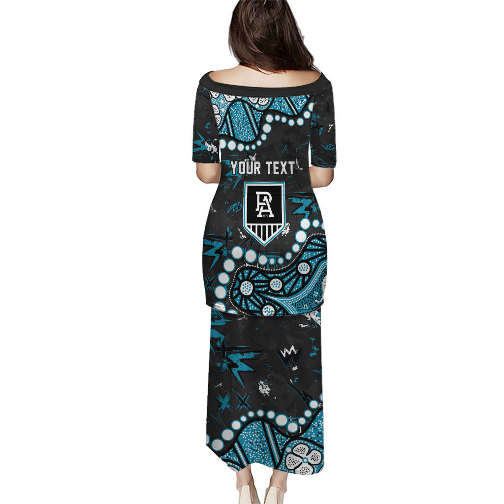 Personalized Port Adelaide Power Puletasi Aboriginal Pattern with Graffiti Style
