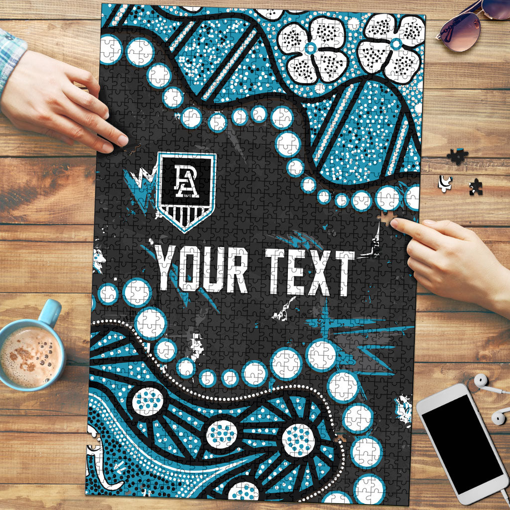 Personalized Port Adelaide Power Puzzle Aboriginal Pattern with Graffiti Style