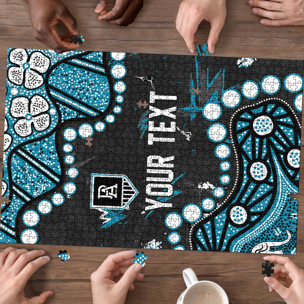 Personalized Port Adelaide Power Puzzle Aboriginal Pattern with Graffiti Style