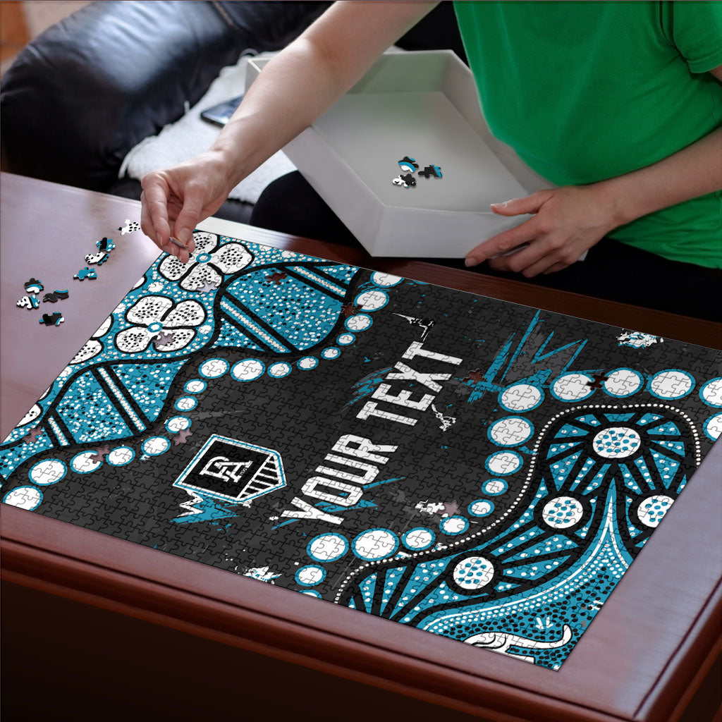 Personalized Port Adelaide Power Puzzle Aboriginal Pattern with Graffiti Style