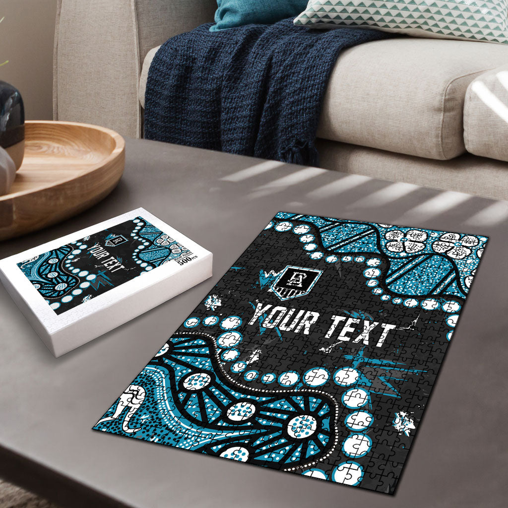 Personalized Port Adelaide Power Puzzle Aboriginal Pattern with Graffiti Style