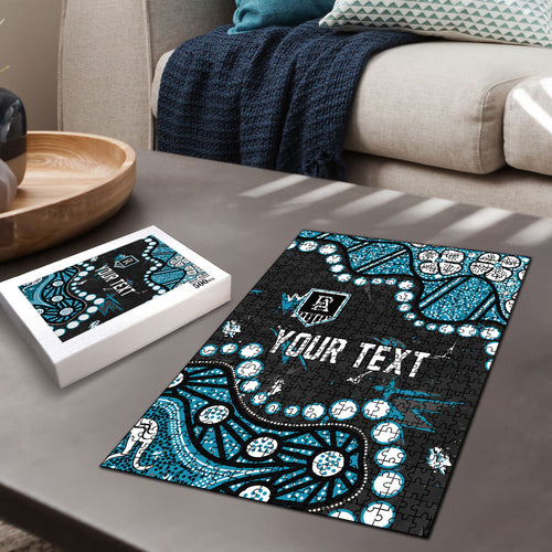 Personalized Port Adelaide Power Puzzle Aboriginal Pattern with Graffiti Style