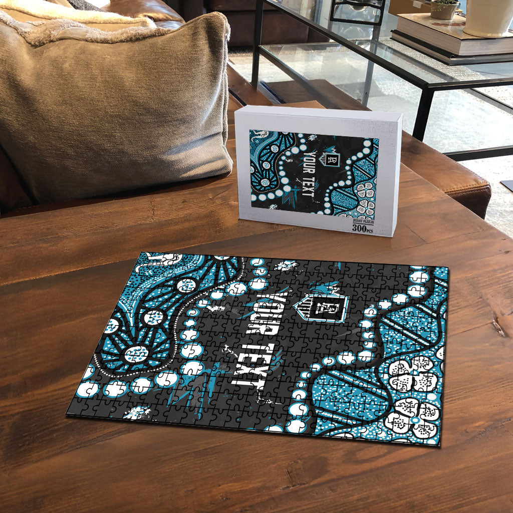 Personalized Port Adelaide Power Puzzle Aboriginal Pattern with Graffiti Style