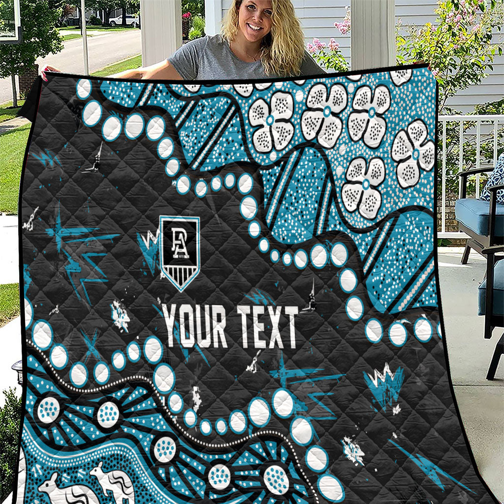 Personalized Port Adelaide Power Quilt Aboriginal Pattern with Graffiti Style