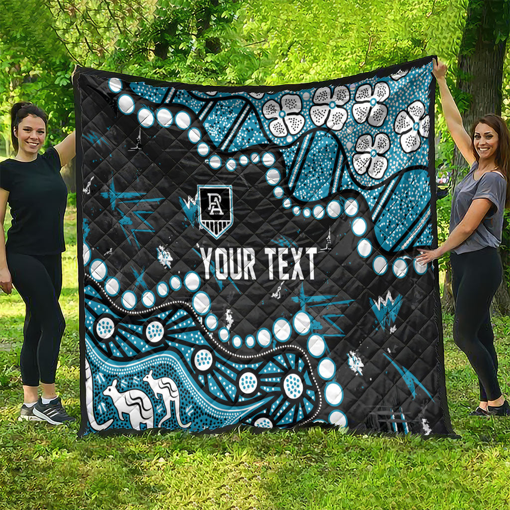 Personalized Port Adelaide Power Quilt Aboriginal Pattern with Graffiti Style
