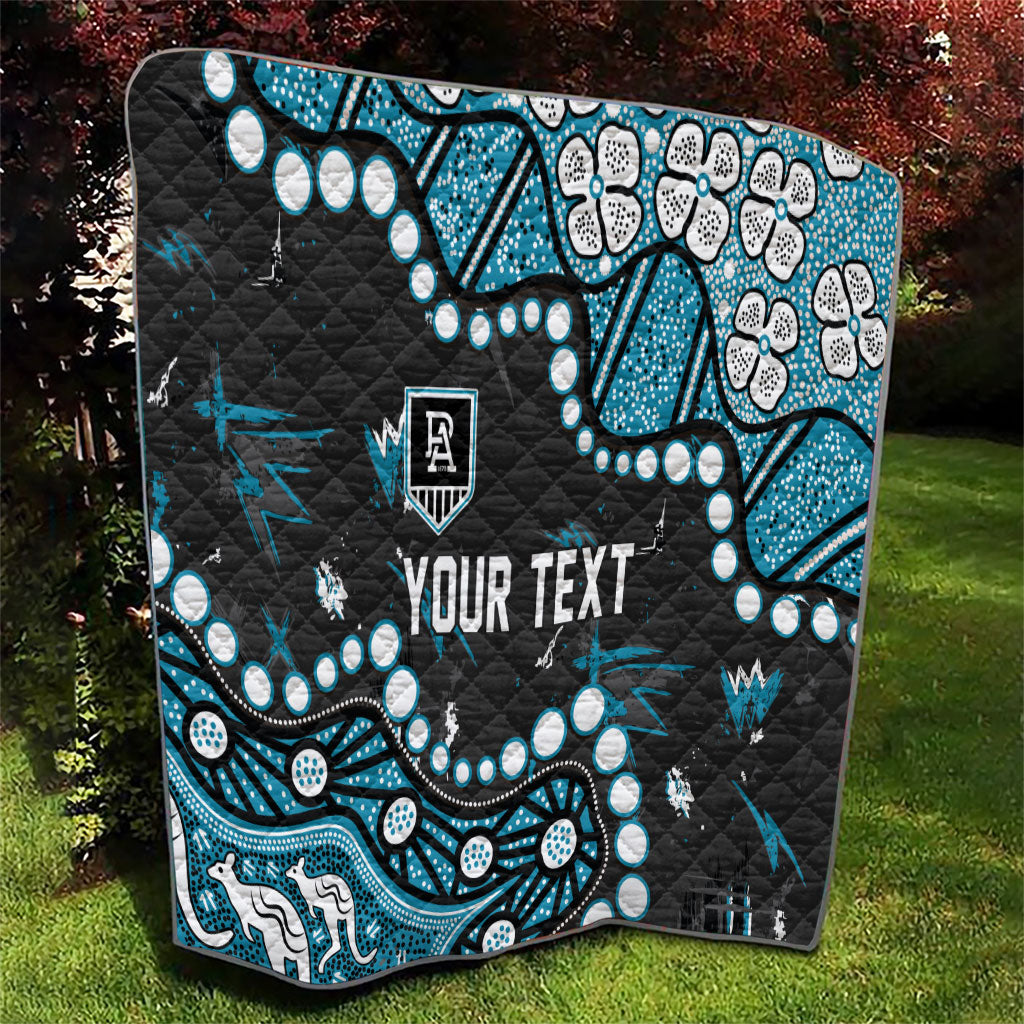 Personalized Port Adelaide Power Quilt Aboriginal Pattern with Graffiti Style