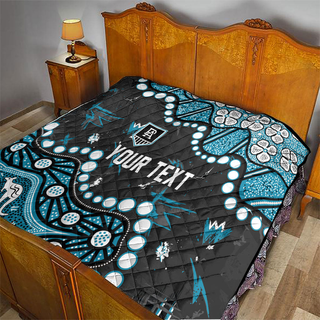 Personalized Port Adelaide Power Quilt Aboriginal Pattern with Graffiti Style