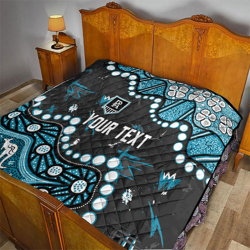 Personalized Port Adelaide Power Quilt Aboriginal Pattern with Graffiti Style