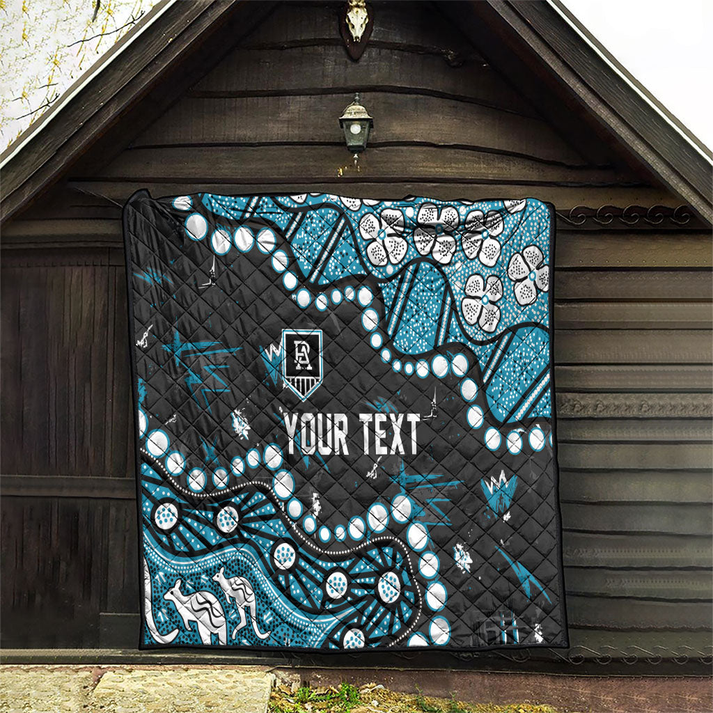 Personalized Port Adelaide Power Quilt Aboriginal Pattern with Graffiti Style