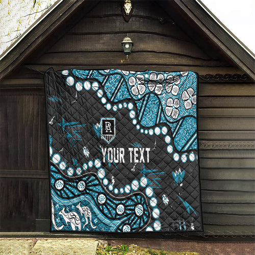 Personalized Port Adelaide Power Quilt Aboriginal Pattern with Graffiti Style