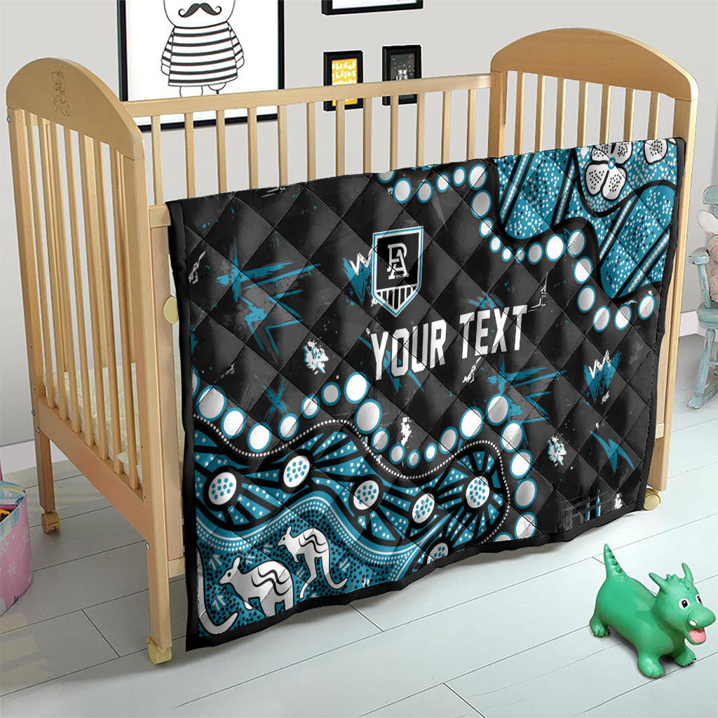 Personalized Port Adelaide Power Quilt Aboriginal Pattern with Graffiti Style