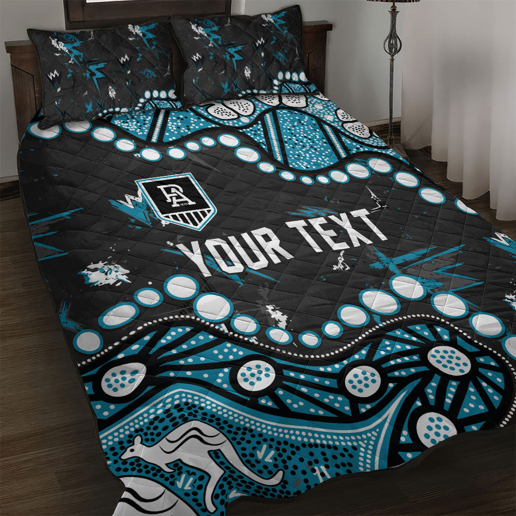 Personalized Port Adelaide Power Quilt Bed Set Aboriginal Pattern with Graffiti Style