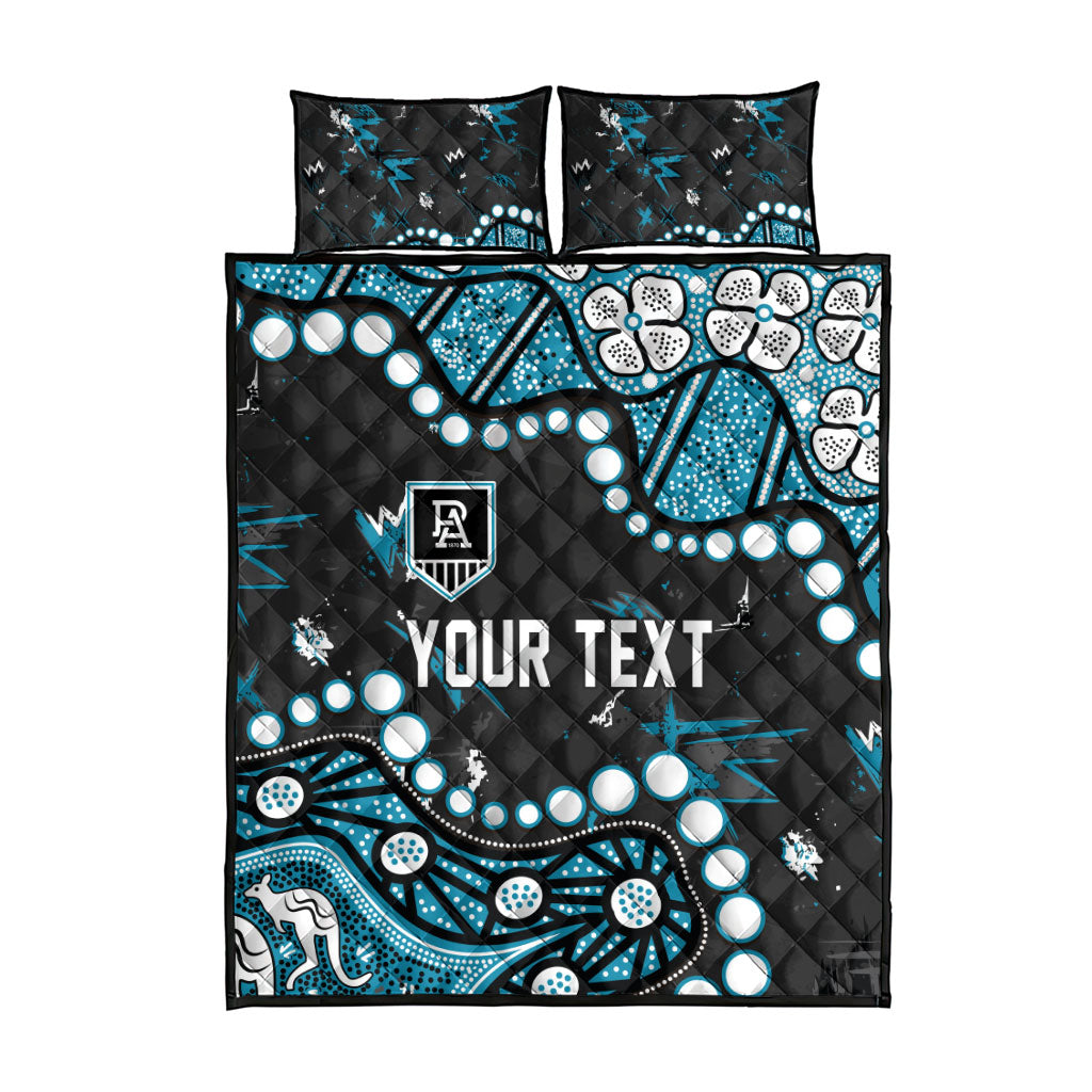 Personalized Port Adelaide Power Quilt Bed Set Aboriginal Pattern with Graffiti Style