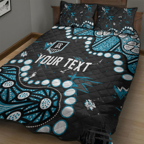 Personalized Port Adelaide Power Quilt Bed Set Aboriginal Pattern with Graffiti Style