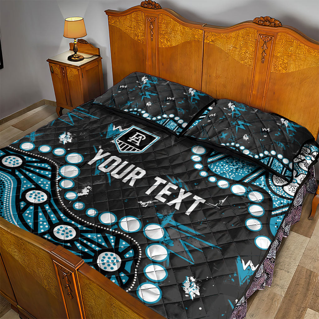 Personalized Port Adelaide Power Quilt Bed Set Aboriginal Pattern with Graffiti Style
