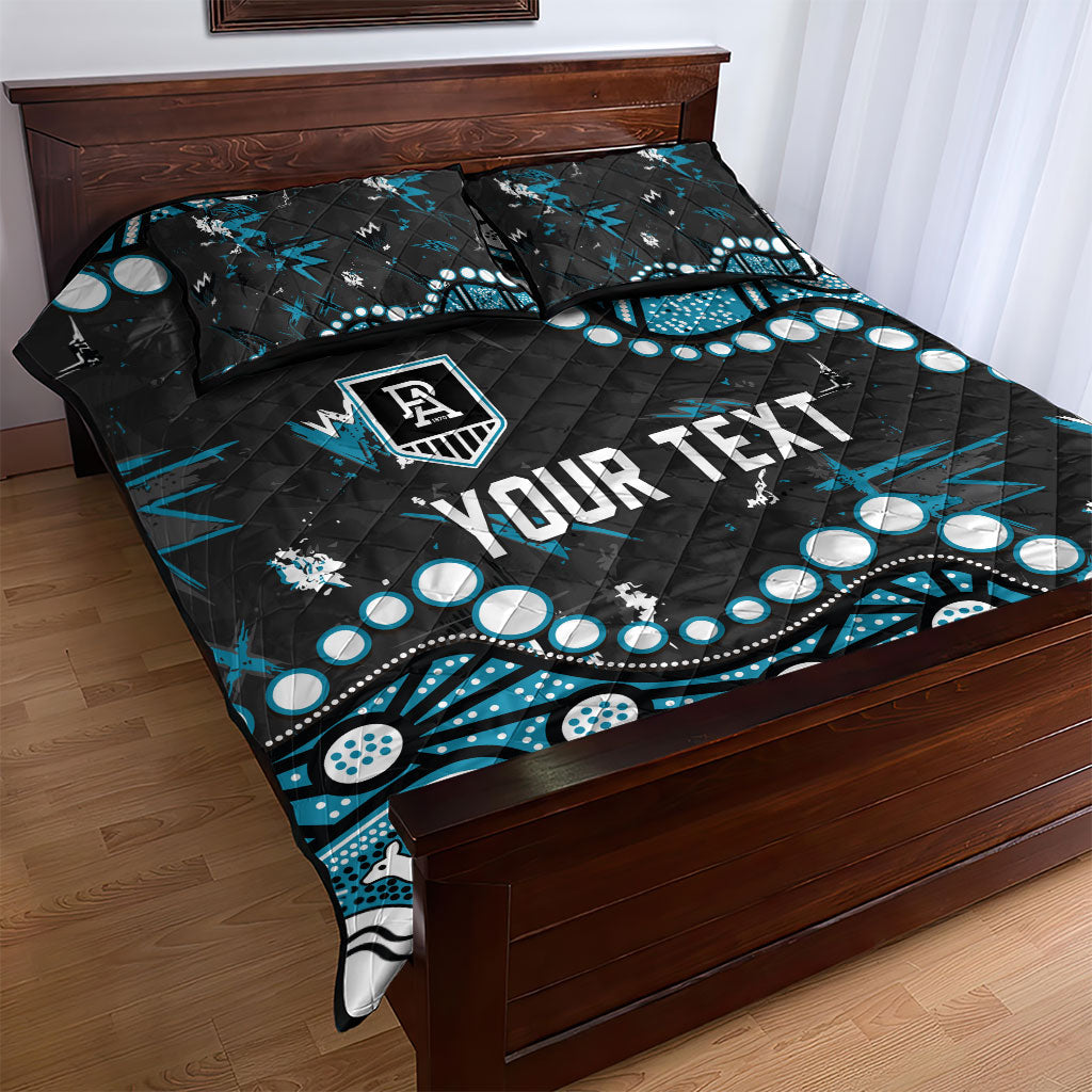Personalized Port Adelaide Power Quilt Bed Set Aboriginal Pattern with Graffiti Style