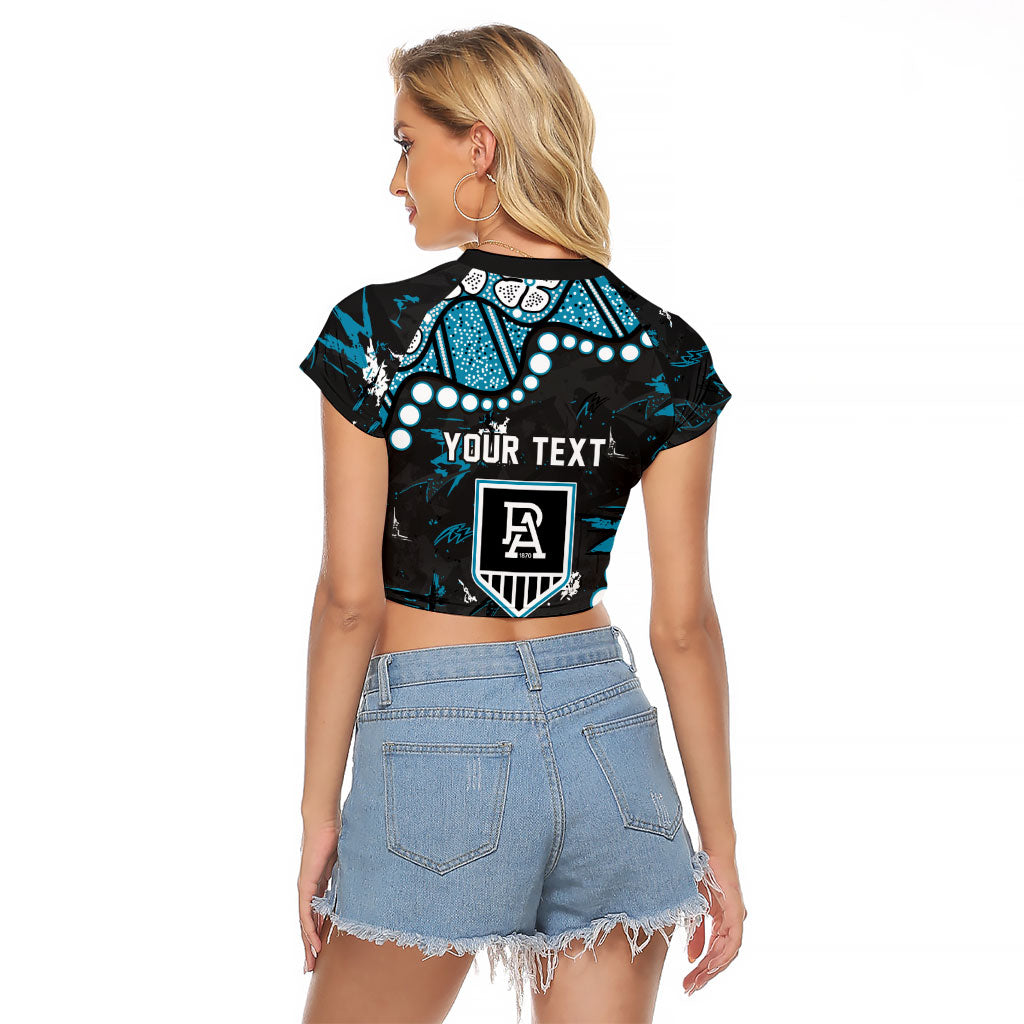 Personalized Port Adelaide Power Raglan Cropped T Shirt Aboriginal Pattern with Graffiti Style