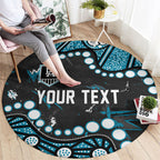 Personalized Port Adelaide Power Round Carpet Aboriginal Pattern with Graffiti Style