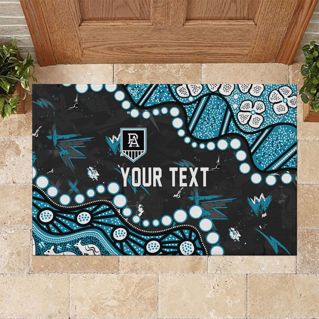 Personalized Port Adelaide Power Rubber Doormat Aboriginal Pattern with Graffiti Style