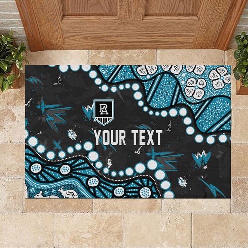 Personalized Port Adelaide Power Rubber Doormat Aboriginal Pattern with Graffiti Style
