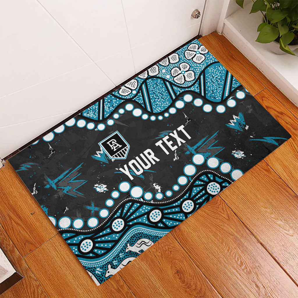 Personalized Port Adelaide Power Rubber Doormat Aboriginal Pattern with Graffiti Style