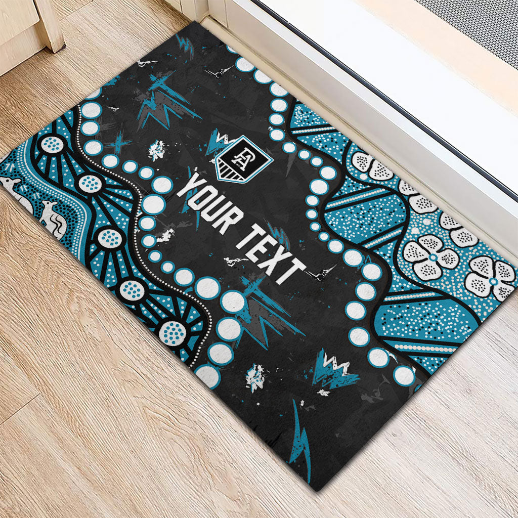 Personalized Port Adelaide Power Rubber Doormat Aboriginal Pattern with Graffiti Style