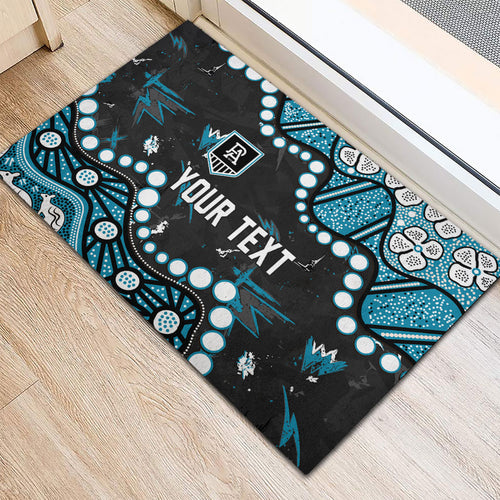 Personalized Port Adelaide Power Rubber Doormat Aboriginal Pattern with Graffiti Style