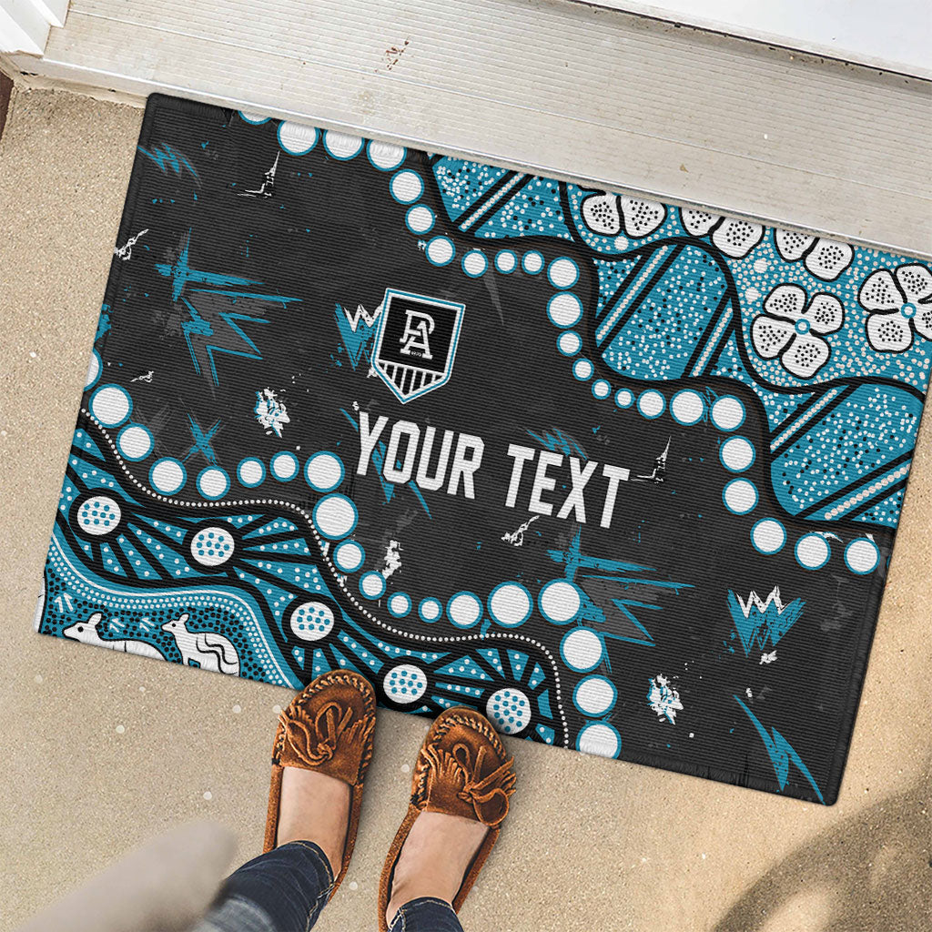 Personalized Port Adelaide Power Rubber Doormat Aboriginal Pattern with Graffiti Style