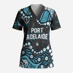 Personalized Port Adelaide Power Scrub Top Aboriginal Pattern with Graffiti Style