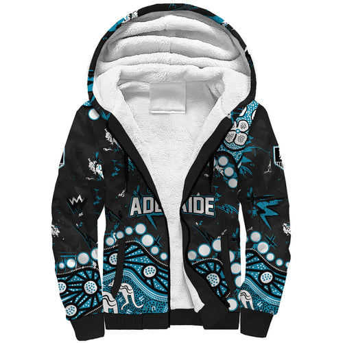 Personalized Port Adelaide Power Sherpa Hoodie Aboriginal Pattern with Graffiti Style
