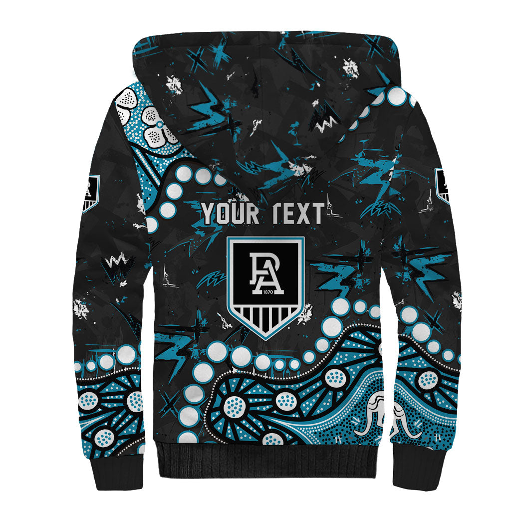 Personalized Port Adelaide Power Sherpa Hoodie Aboriginal Pattern with Graffiti Style