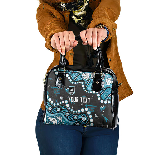 Personalized Port Adelaide Power Shoulder Handbag Aboriginal Pattern with Graffiti Style