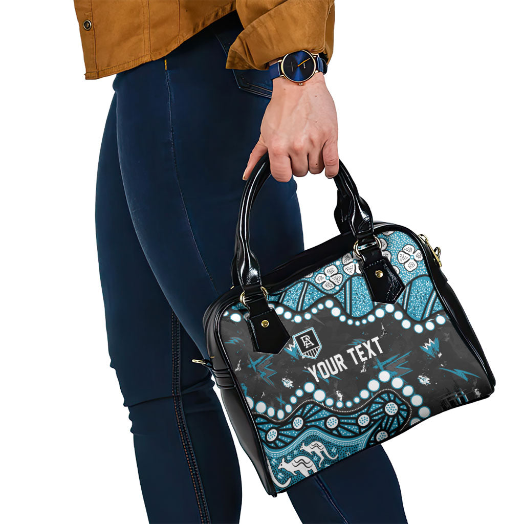 Personalized Port Adelaide Power Shoulder Handbag Aboriginal Pattern with Graffiti Style