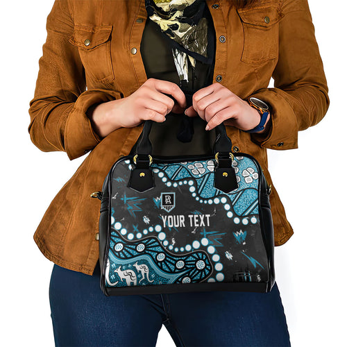 Personalized Port Adelaide Power Shoulder Handbag Aboriginal Pattern with Graffiti Style