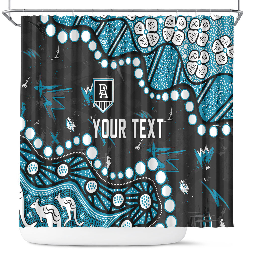 Personalized Port Adelaide Power Shower Curtain Aboriginal Pattern with Graffiti Style