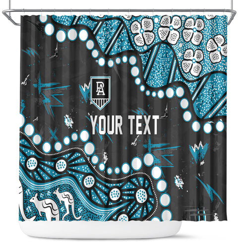 Personalized Port Adelaide Power Shower Curtain Aboriginal Pattern with Graffiti Style