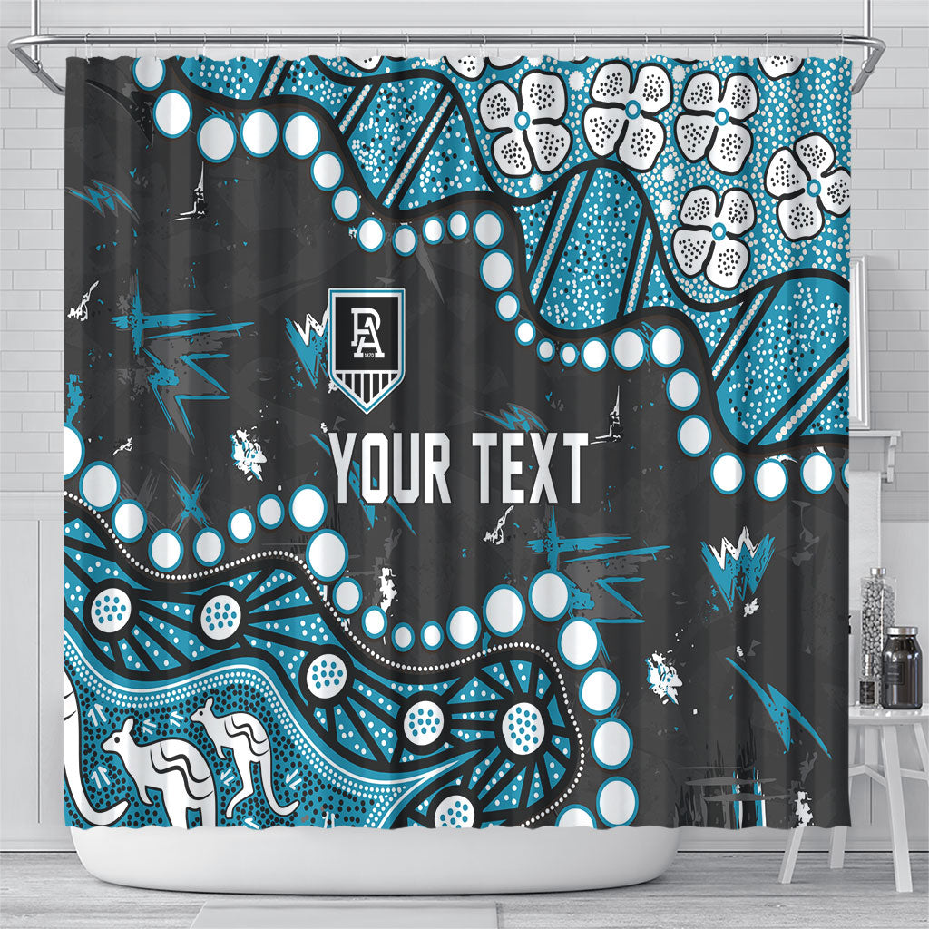 Personalized Port Adelaide Power Shower Curtain Aboriginal Pattern with Graffiti Style