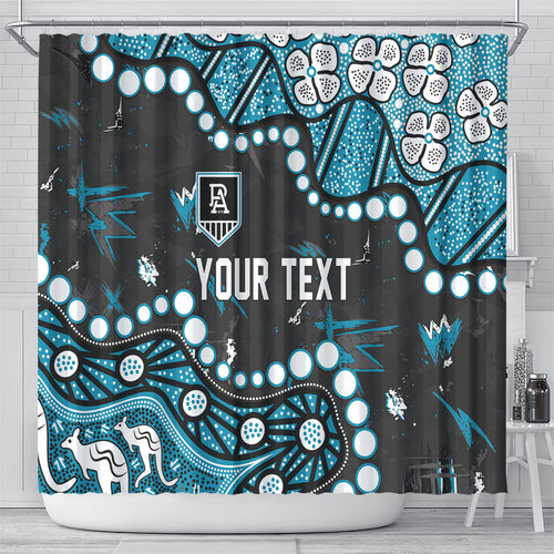 Personalized Port Adelaide Power Shower Curtain Aboriginal Pattern with Graffiti Style