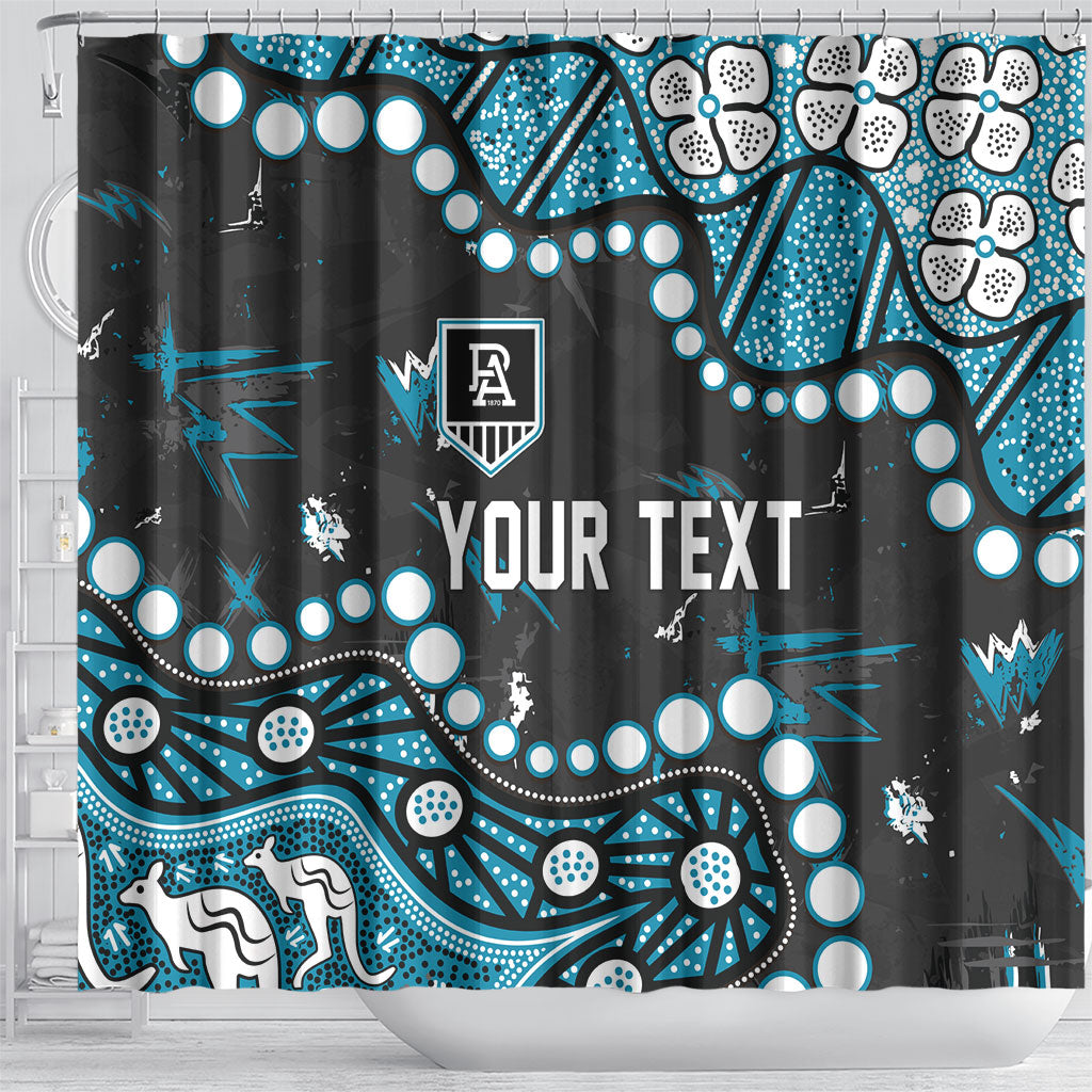 Personalized Port Adelaide Power Shower Curtain Aboriginal Pattern with Graffiti Style