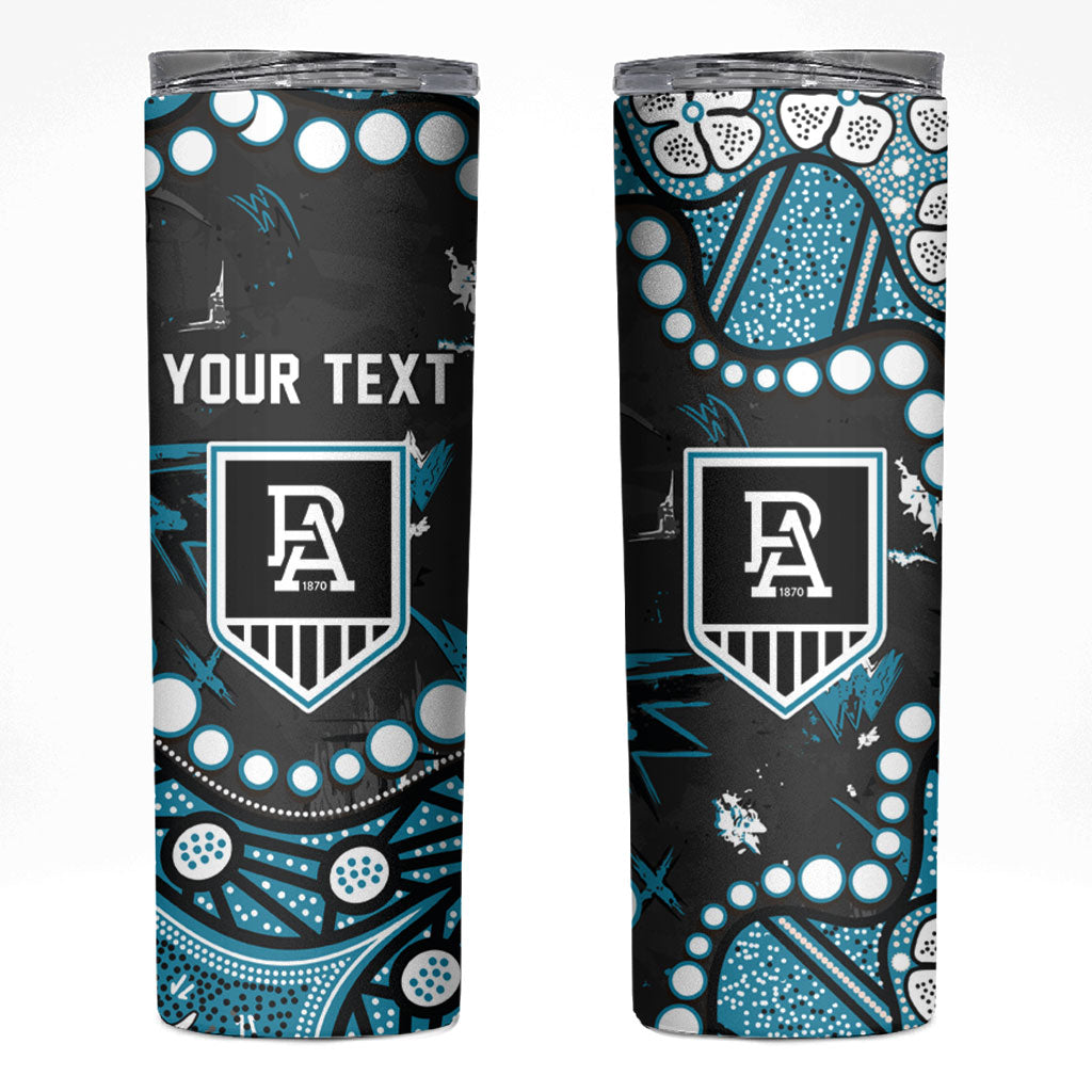 Personalized Port Adelaide Power Skinny Tumbler Aboriginal Pattern with Graffiti Style