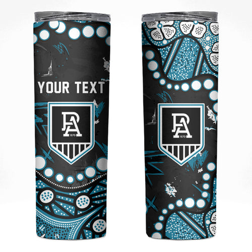 Personalized Port Adelaide Power Skinny Tumbler Aboriginal Pattern with Graffiti Style