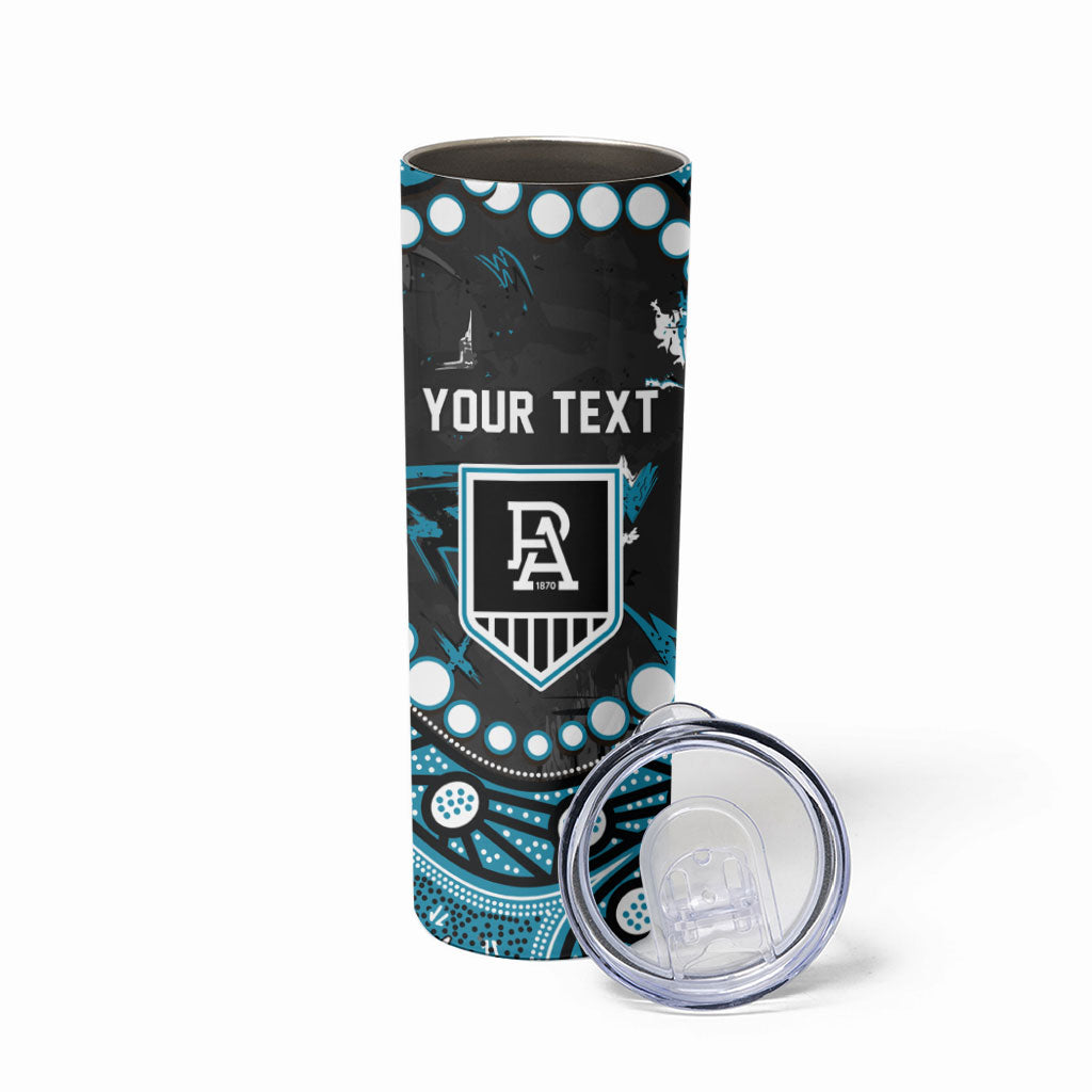Personalized Port Adelaide Power Skinny Tumbler Aboriginal Pattern with Graffiti Style